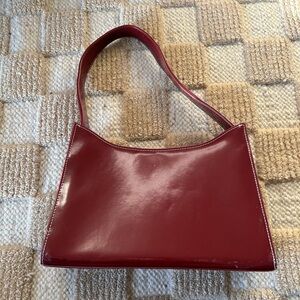 Elegant Red Faux Leather Shoulder Bag Jones New York